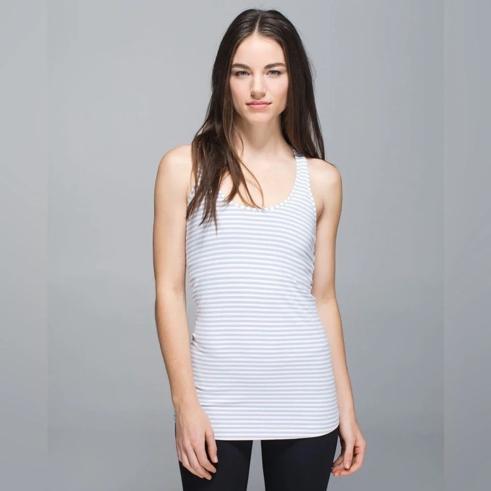 Lululemon Cool Racerback II Pin Striped Thin Workout Running Tank Top